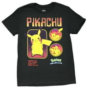 Pokemon Mens T-Shirt - Pikachu Below Name Profile Description Listed (Small)
